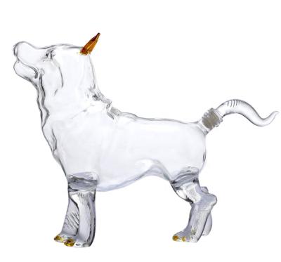 China Beverage Large Capacity Dog Shape Dog Shape Design Borosilicate Glass Animal Wine Bottle for sale