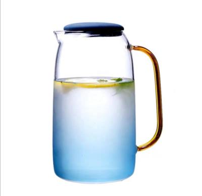 China Drinkware Glass Teapot Stocked Blue Colored Borosilicate Pot With Cups Set for sale