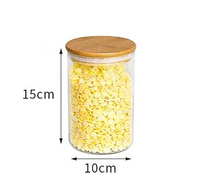 China Storage Minimalist Round Glass Jar With Lid With Airtight Bamboo Lid Large Capacity For Spice Coffee Bean for sale