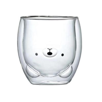 China Customized Sustainable Glass Cat Shape Double Wall Mug Tea Milk Coffee Mug for sale