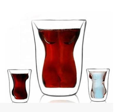 China Hot Sales Double Wall Whiskey Glass Wine Shot Glass Durable Stored Beer Mug for sale