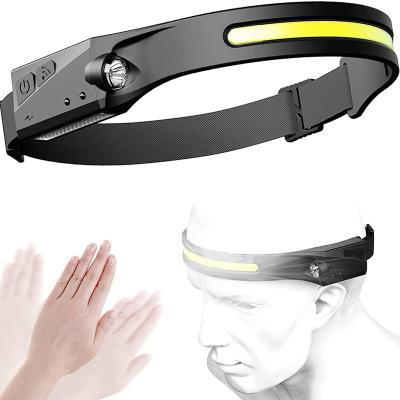 China COB LED Headlight Sensor Camping Headlamp With Built-in Battery USB Rechargeable Head Lamp Torch 5 