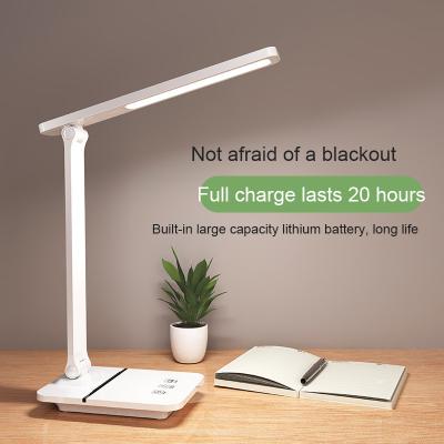 China Modern Office Desk Lamp Table LED Temperature 3 Color Battery Operated Lamp With Timer Desk Light With Phone for sale