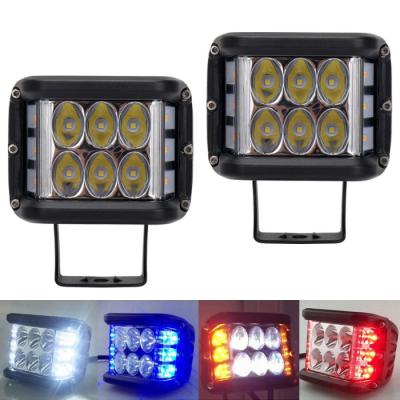 China Side Shooter Led Light Bar Amber Truck Motorcycle Three Sides Blue Red Strobe 45W LED Work 3 Light Buyers for sale