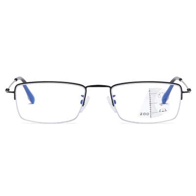 China The framework is flexible. Blue Light Multifocal Light Multifocal Memory Anti Reading Glasses Half Rim Frame Reading Glasses for sale