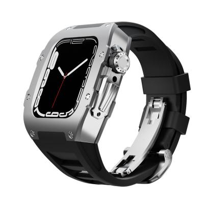 China Fashion Luxury Popular High Quality Protective Watch Case\Dress For iwatch Serial 7 Strap Screen Cover Stainless Steel Rubber Apple Watch Case for sale