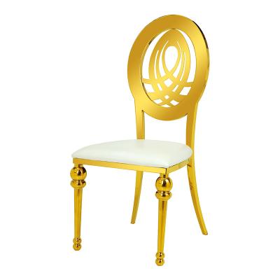 China Traditional Wholesale Modern Rose Gold Stainless Steel Chair Wedding Banquet Chair for sale