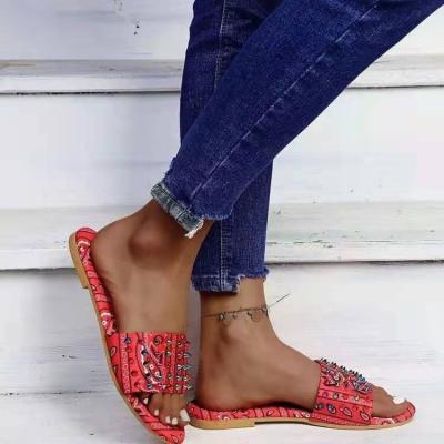 China 2021 Fashion Trend X Design New Rhinestone Bandana Slips Women's Casual Slippers Outdoor Street Wear for sale