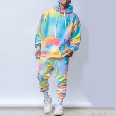 China QUICK DRY casual men's sports set teenagers European and American color matching hoodie sweatpants for sale