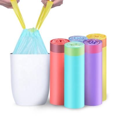 China OEM Disposable Custom Size Garbage Bag Drawstring Colored Plastic Garbage Bags Poly for sale