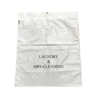 China Disposable Wholesale Hotel Customized Logo Printed Plastic Poly Drawstring Laundry Bags for sale