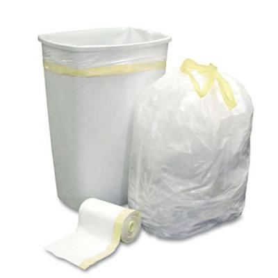 China Wholesale White Recyclable Disposable PE Garbage Sack Kitchen Garbage Drawstring Bags for sale