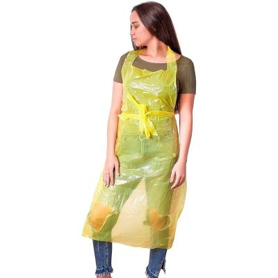 China Recyclable Yellow PE Aprons Yellow Food Poly Industrial Liquid Proof Workwear for sale