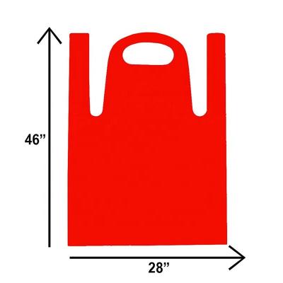 China Poly Recyclable Red Disposable Aprons Waterproof Industrial Uniform Aprons For Men And Women for sale