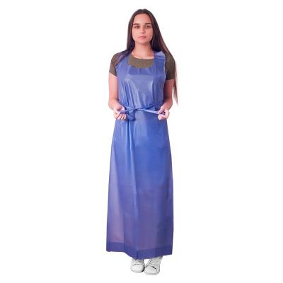 China Recyclable Blue Disposable Waterproof Protective Poly Die Cut Aprons For Meat Processing for sale