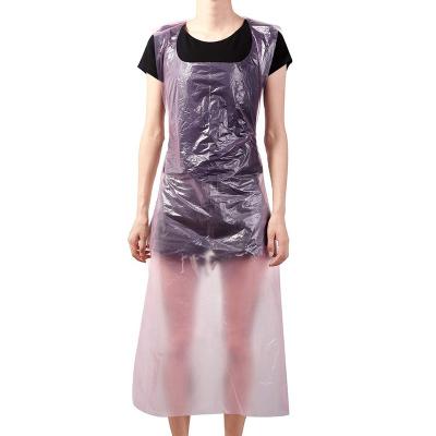 China Recyclable Custom Pink Polyethylene PE Aprons Perforated In Roll For Cooking, Hair Salon, Open Aprons for sale