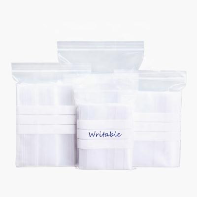 China Disposable Storage Bag Three Programmable White Block Write On Zip Lock Bags for sale