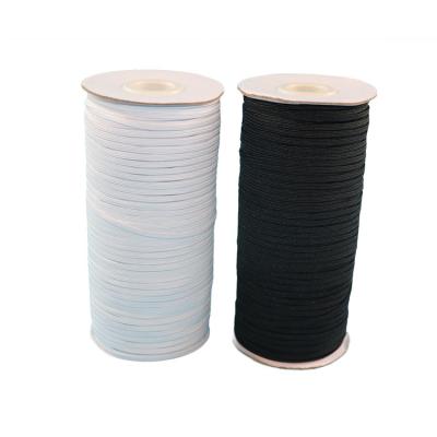 China Factory Elastic Rope 6mm Flat Knitted Braid Elastic Band For Garment Accessories for sale