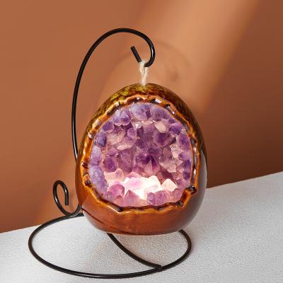 China China Living Room Desktop Dinosaur Egg Crystal Ornament Home Accessories Amethyst LED Desk Light for sale