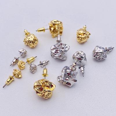 China Nickel Free Lead Free Rock Lava Stud Earrings With Irregular Geometry Wholesale Earrings 18K Plated S925 for sale