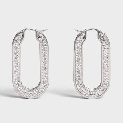 China Simple Silver Plated U Shaped Zircon Diamond Earrings Jewelry Wholesale 18K Gold S925 Ladies Jewelry Lead Free Nickel Free for sale