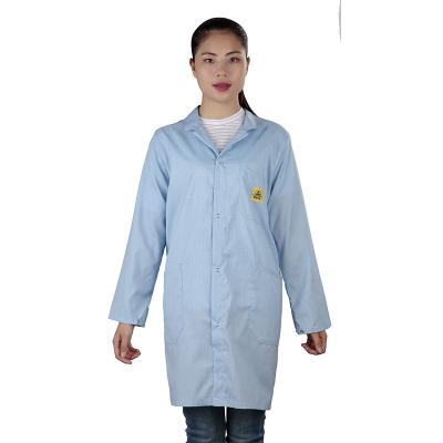 China Maxsharer C0102 98%Polyester+2%Conductive Fiber Breathable Cleanroom 3/4 Customized Color And Logo ESD Garment Operating Shirt for sale