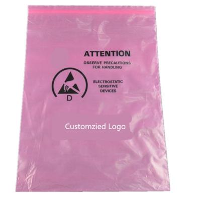 China Antistatic Plastic Electronics Packing Bag With Heat Seal Pink ESD PE Bag A0105 for sale