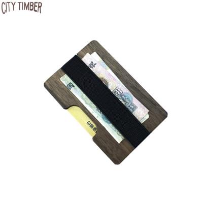 China Hot Selling Solid Wood Mini Clip Wallet Fashion Credit Card Holder Facility Fee Clip ID Custom Card Case For Women Men for sale