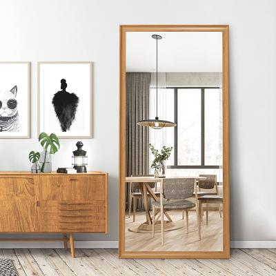 China Large Size Living Room Floor Mirror Bedroom Mirror Wooden Frame High Floor Contemporary Full Body Cosmetic Mirror With Frame for sale