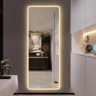 China 2020 New Design Large Wall LED Cloakroom Mirror Smart LED Lighted Full Mirror for sale