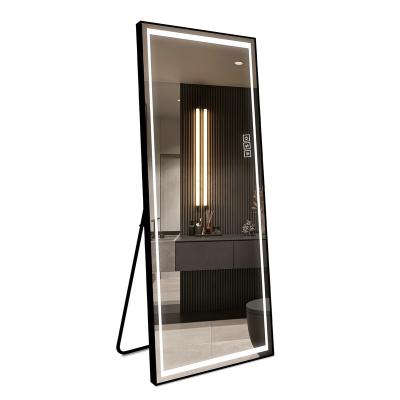 China Luminous Explosion-proof Framed Full Cloakroom Mirror Bedroom Dressing LED Mirror Designs for sale