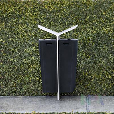 China NPA 2021 Metal Trash Can Black Large Sustainable Two Grids Outdoor Trash Can Public Trash Can for sale