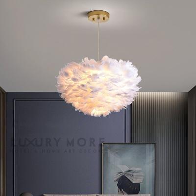 China Contemporary luxury plus 2021 white feather chandelier latest chandelier art hotel and villa for sale