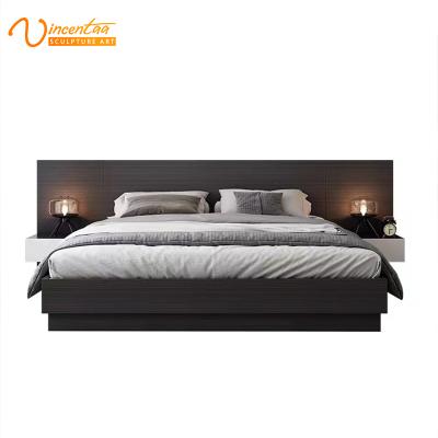 China 2021 Modern Hot Sale Vincentaa Popular Hotel Living Room Double Bed With Mattress For Hotel Projects for sale