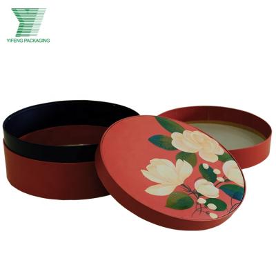 China New Handmade Paper Shoulder Rigid Food Boxes Flat Edge Hand Make 2 Layers Round Chocolate Packet Box Custom Logo Compartment for sale