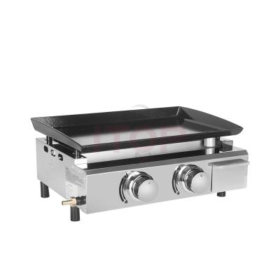 China Adjustable Size Garden 2 Burners Gas BBQ Grills LPG Plancha 5000W Beef Pork Chicken Cooking Hot Plate BBQ Tools Home Non-Stick Grills for sale