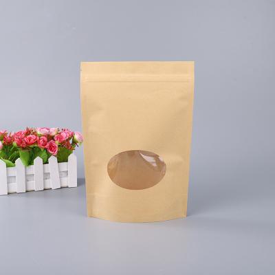 China Moisture Proof Stand Up White Kraft Paper Reclosable Ziplock Plain Heat Sealable Food Packaging Doypack Pouches Bags With Matte Window for sale