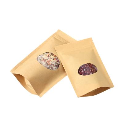 China Moisture Proof Packaging resealable stand up pouch packaging zip lock bag kraft paper bag with window for food kraft paper zipper for sale