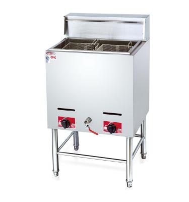 China Commercial Kitchen Professional Kitchen Equipment Stainless Steel 1Tank with 2 Baskets Gas Fryer for sale