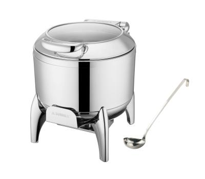 China High Quality Wide Tempered Glass Stainless Steel Food Warmer / Shake Soup Serving Station for sale