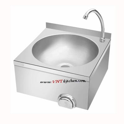 China Small Commercial Kitchen Stainless Steel Hotel Knee Operated Industrial Wall Mounted Kitchen Lavatory Hand Sink for sale