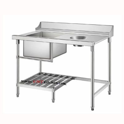 China Restaruant Industry Kitchen Stainless Steel Single Sink Wash Table Dishwasher Table for sale