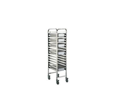 China 16 Trays Stainless Steel Kitchen GN 1/1 Heavy Duty Food Pan Rack Trolley Restaurant Kitchen for Bakery for sale