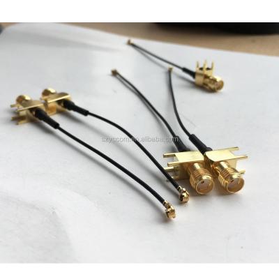 China Waterproof RG1.13 / RG174 IP65 Female SMA Bulkhead To UFL IPEX RF Pigtail Cable 1.13 for sale