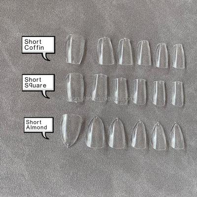 China Easy Apply Extra Short Coffin Nail Tips Full Cover Square Nails Press On Nail Tips Wholesale for sale