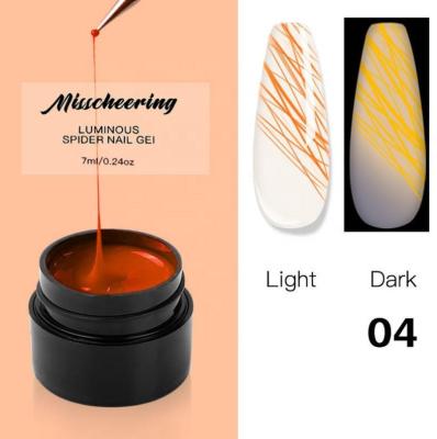 China 7ml Spider Nail Fast Dry Luminous Gel Drawing Silk Neon Fluorescent Effect Soak Off Glow Nail UV Gel In Dark Drawing Gel for sale