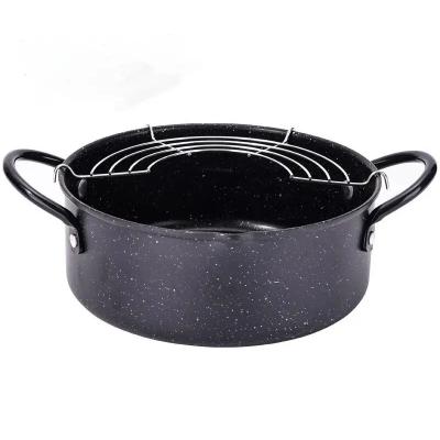 China Viable Metal Tempura Frying Deep Fryer Pan With Filter Pan Fried Chicken Potato Frying Pot Nonstick Mini Cookware Pot Set for sale