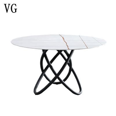 China Elegant Concise Elegant Design Rock Round Dining Table Italy Dining Table Set for sale