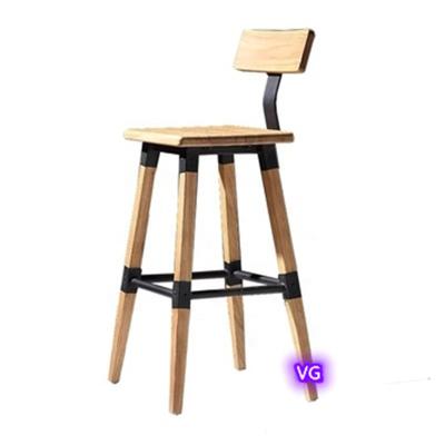 China Fanhao Backrest (Height) Solid Wood Chair Bar Stools Square Bar Chair Nordic Ironwork High Adjustable High Chair for sale