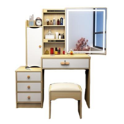 China (Other) Modern Wooden Color Adjustable Dressing Table With Cabinet MDF Dressing Table With Mirror And Stool For Hotel Creative Dressing Table for sale